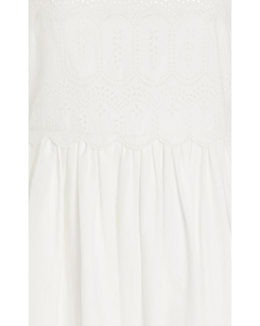 Posse White Maisie Embroidered Cotton Maxi Dress