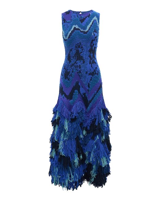 Gabriela Hearst Blue Caspia Wool-Silk Maxi Dress