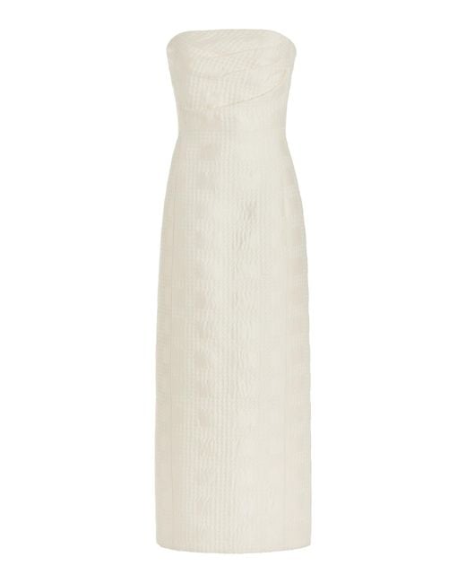 Emilia Wickstead White Lowre Checked-tweed Cotton-blend Midi Dress