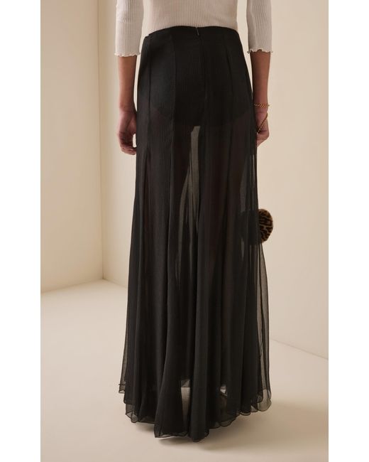 Chloé Black Organic Silk Mousseline Maxi Skirt