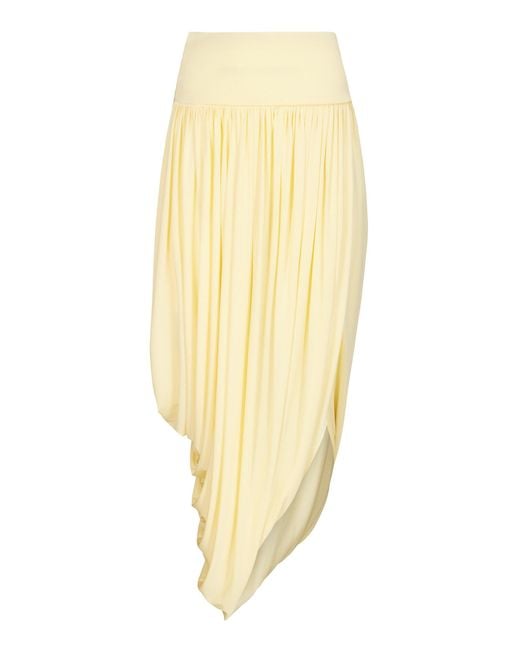 Alaïa Yellow Twisted Jersey Midi Skirt
