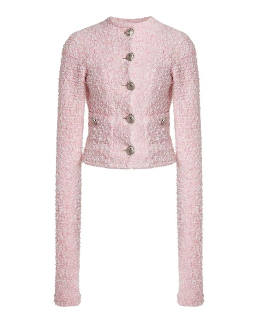 Balenciaga Pink Cotton Tweed Cardigan