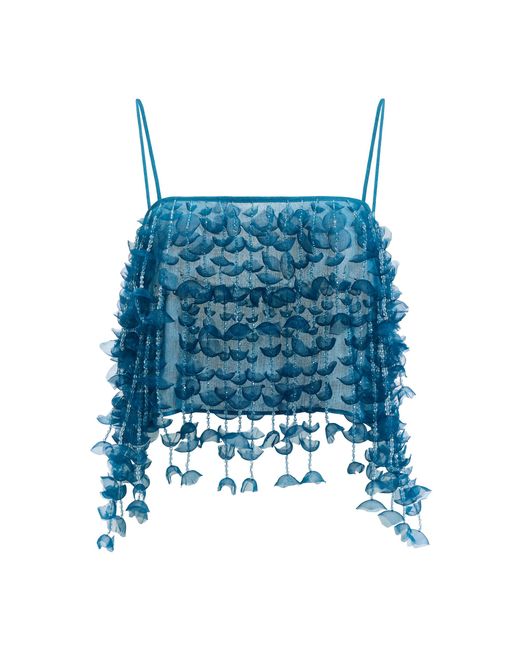 Aje. Blue Lola Embellished Crop Top