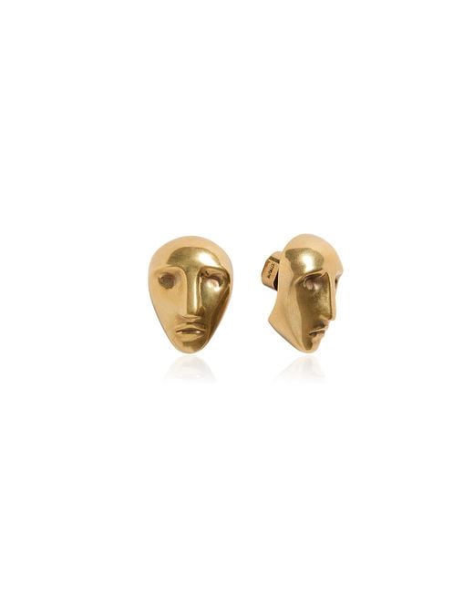 Khaite Metallic Visage 18K-Plated Brass Earrings