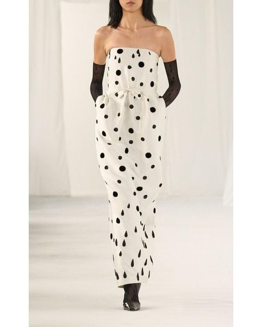 BERNADETTE White Lenette Embroidered Satin Maxi Dress