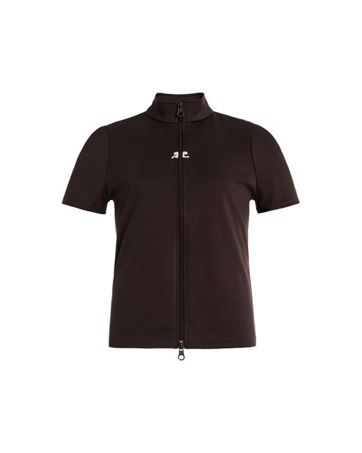 Courreges Brown Interlock Zip Top