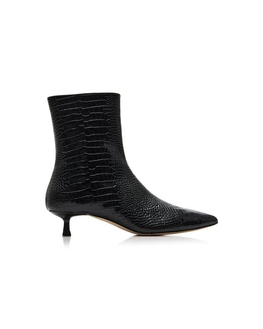 Frēda Salvador Black Lanna Croc-Effect Leather Boots