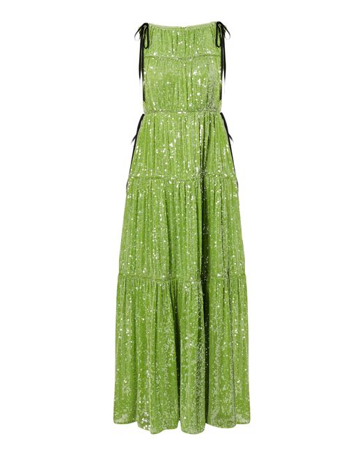 Erdem Green Isla Sequin Maxi Dress