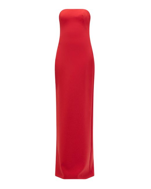 Amsale Red Stretch Crepe Column Dress