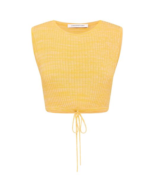 Christopher Esber Yellow Wrap-tie Cropped Knit Top