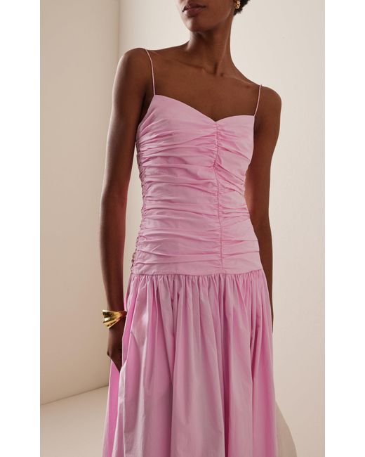Matteau Exclusive Gathered Cotton Drop-Waist Dress in Pink | Lyst Australia