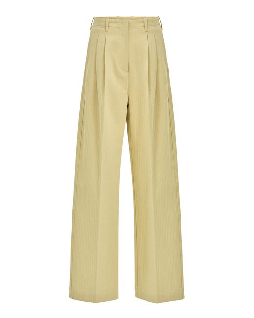 Source Unknown Yellow Cassandre Herringbone Cotton Trousers