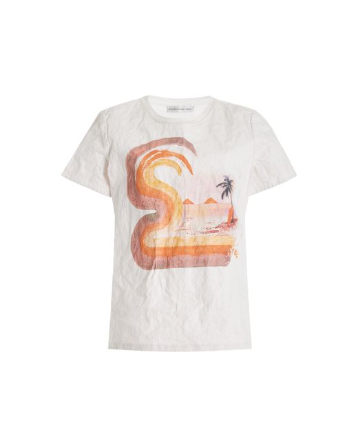 Christopher Esber White Exclusive Surf-print Crushed-cotton T-shirt