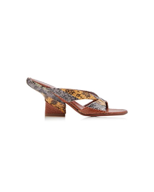 Dries Van Noten Brown Panelled Leather Mules