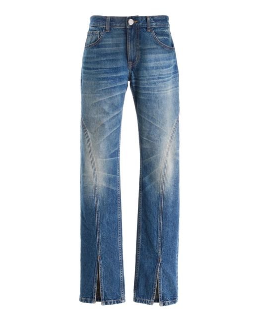 Brandon Maxwell Blue The Campbell Cotton Spiral-Seam Jeans