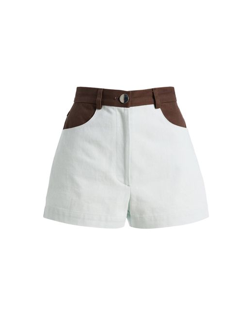Matthew Bruch Blue High-Waist Denim Combo Hot Shorts