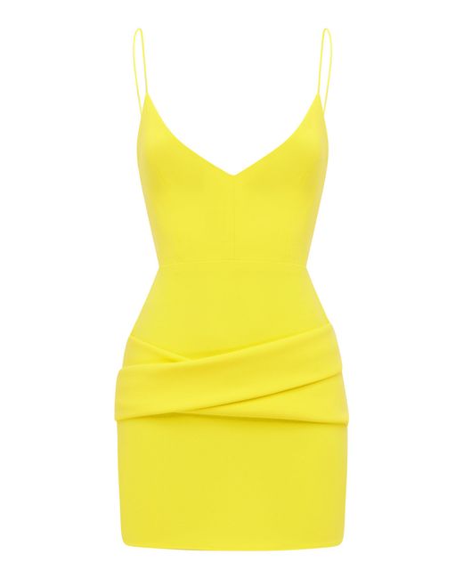 Alex Perry Yellow Bikini Draped Stretched Crepe Mini Dress