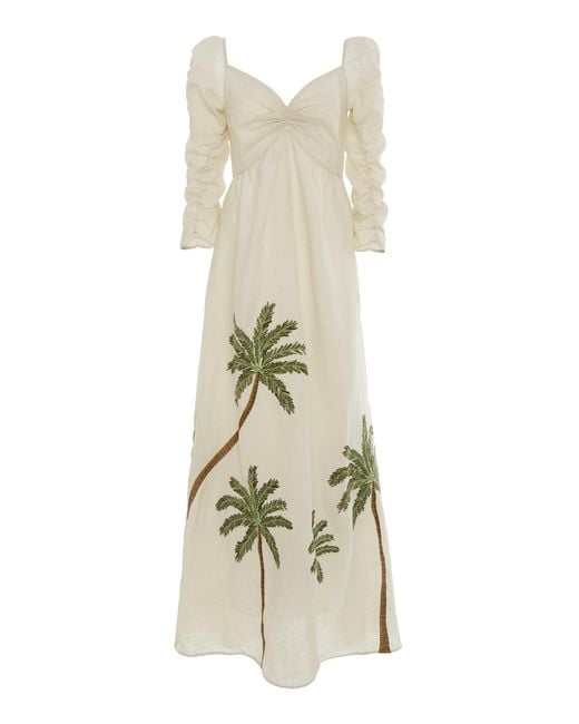 Agua by Agua Bendita Multicolor America Palm-detailed Linen Dress