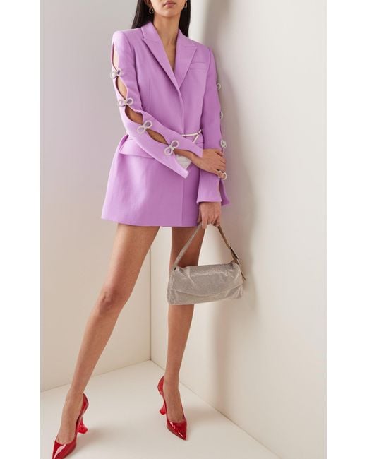 open lace back dress Purple Sequined Ruched One Shoulder Gown