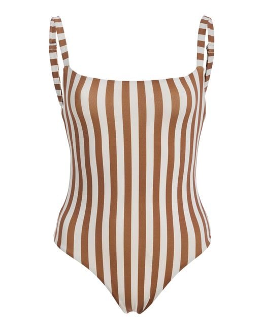 Anemos Brown Striped One-Piece Swimsuit