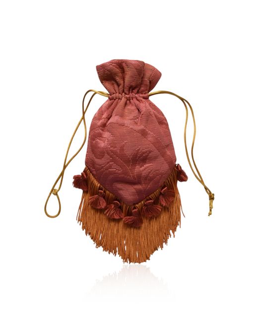Lucia Zolea Red Blush Tapestry Tasseled Fringed Purse