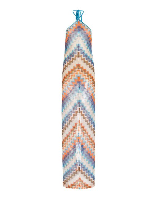 Alexis Multicolor Celestine Chevron-knit Maxi Halter Dress