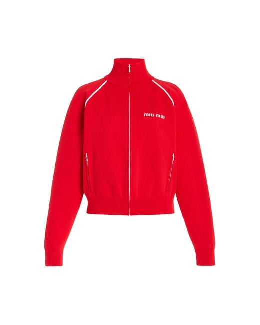 Miu Miu Red Nylon Track Jacket