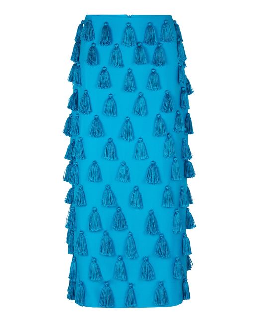 Heirlome Blue Lila Tasseled Silk Maxi Skirt