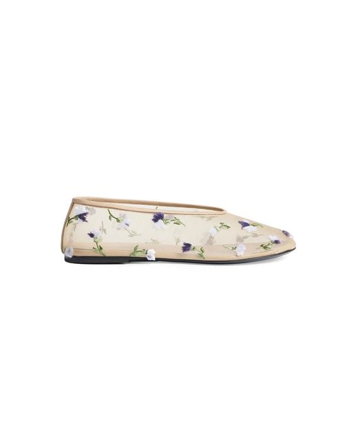 Khaite Natural Marcy Floral-embroidered Mesh Flats