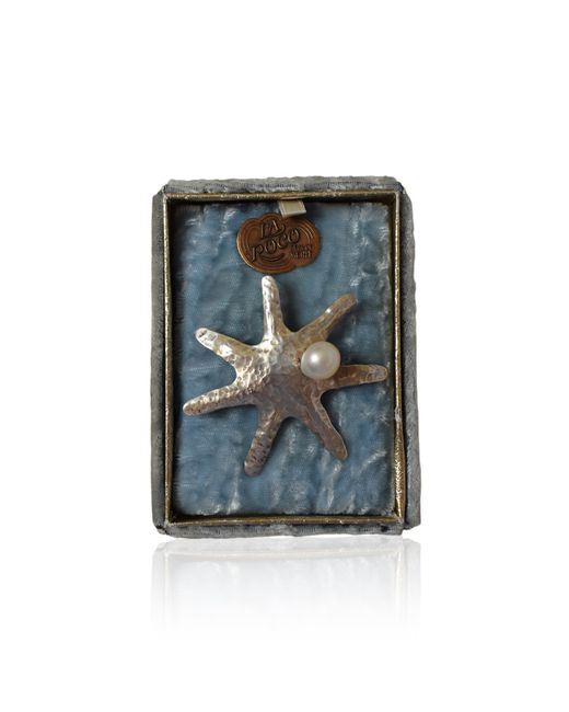 Lucia Zolea Blue Sterling Sea Star Pearl Brooch