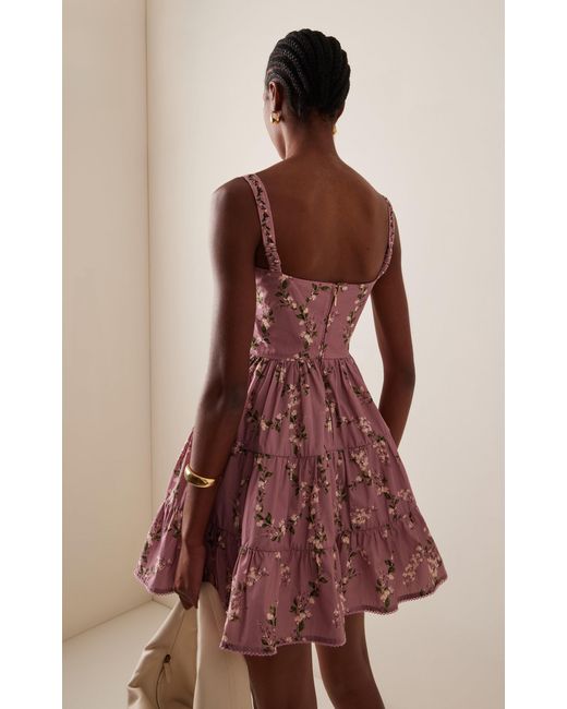 Agua Bendita Pink Lima Tiered Linen Mini Dress