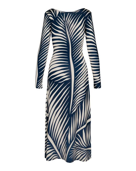 Johanna Ortiz Blue Palm Valiente Gaucha Twisted Midi Dress