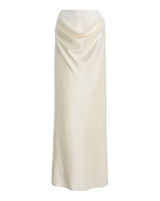 Heirlome White Exclusive Cleo Draped Silk Maxi Skirt