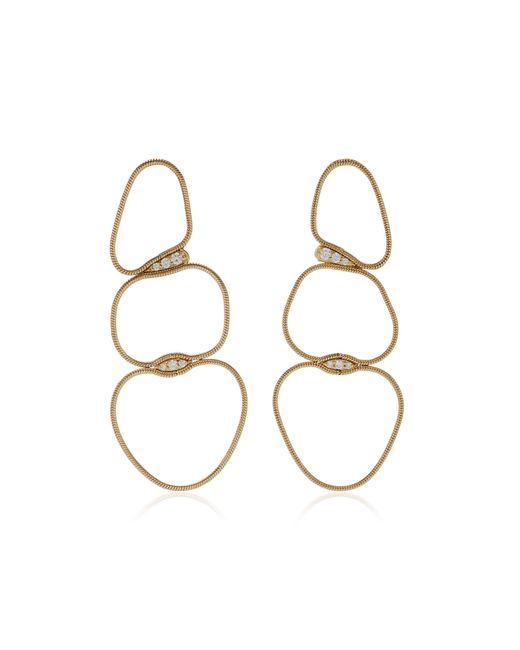 Fernando Jorge White Fluid Medium 18k Yellow Gold Diamond Chain Earrings