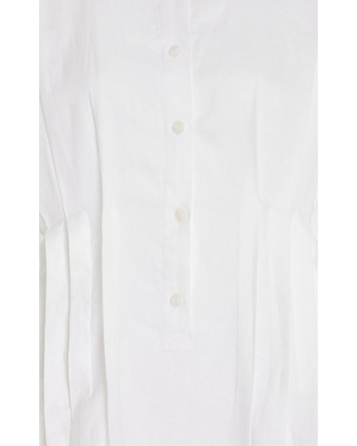 Bondi Born White Nikko Pleated Organic Linen Maxi Dress