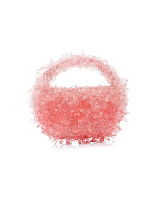Clio Peppiatt Pink Quartz Beaded Bag