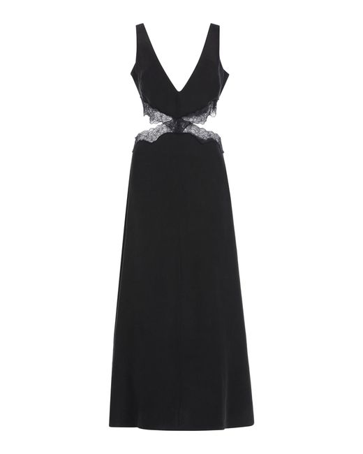 Sir. The Label Alma Cutout Lace-trimmed Silk Maxi Dress in Black | Lyst
