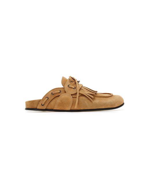 DI GAÏA Natural Cheryl Fringed Suede Mules