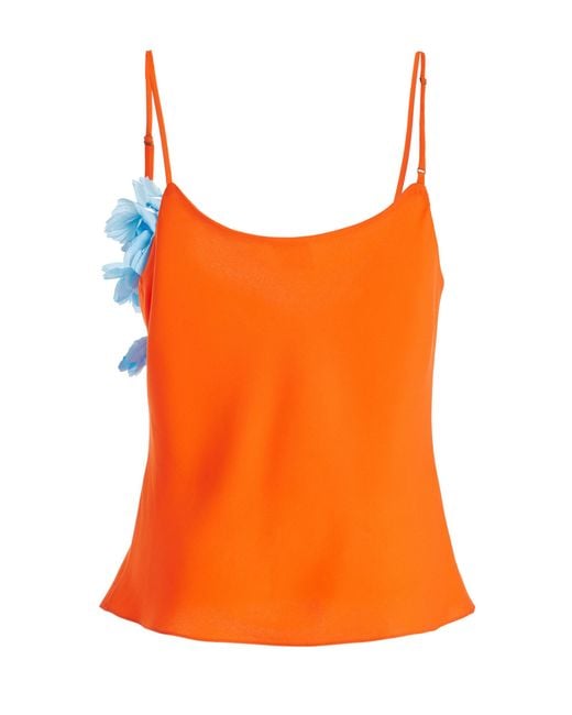 Rosie Assoulin Orange You Glad Floral-garland Silk Top