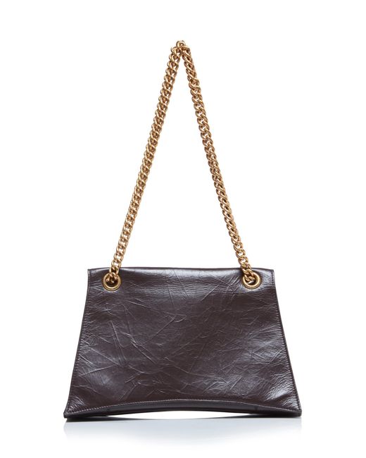 Balenciaga Brown Crush Leather Chain Bag
