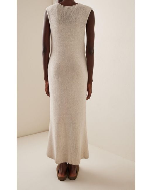 The Row White Folosa Knit Silk Maxi Dress