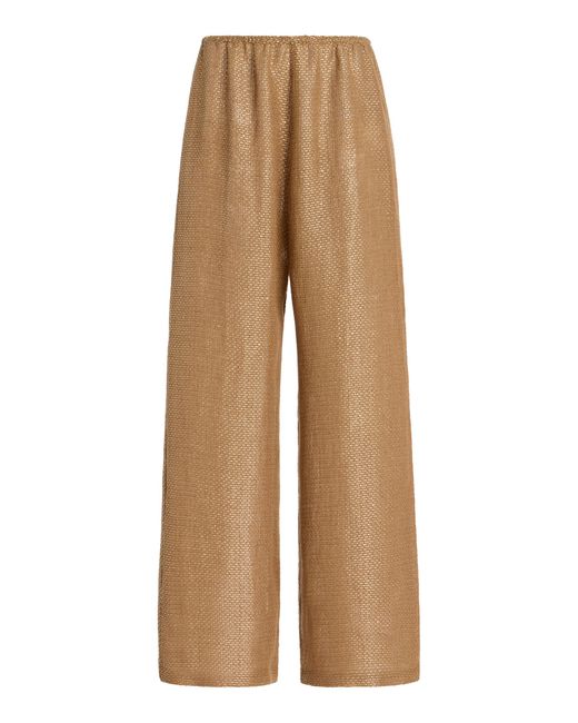 Leset Natural Stella Wide-Leg Linen-Blend Pants