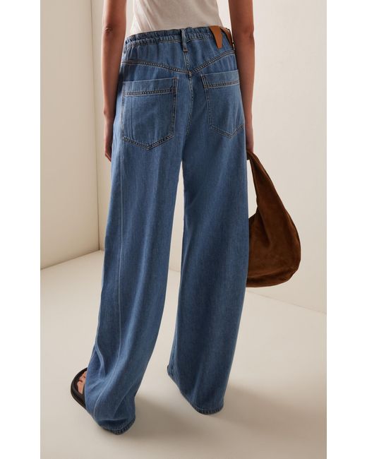 DARKPARK Blue Iris Paperbag-waist Rigid Wide-leg Jeans
