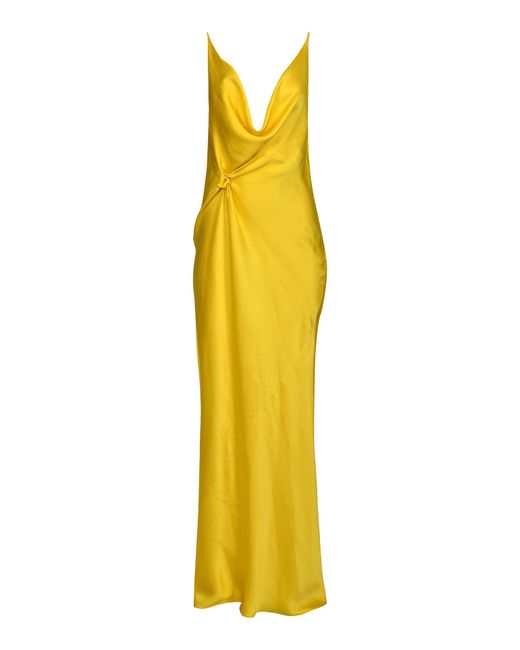 Francesca Miranda Yellow Knot Sole Silk Maxi Dress