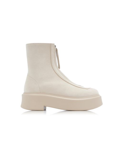 The Row Leather Zipped Boot I in Ivory (White) | Lyst