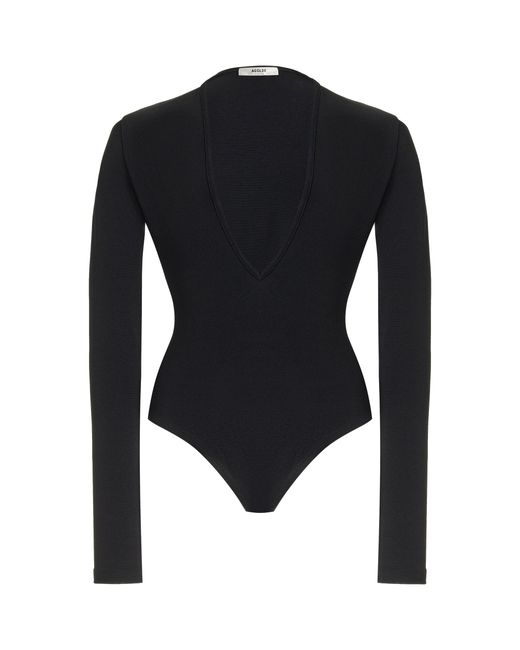 Agolde Black Zena Jersey Bodysuit