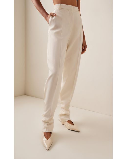 Totême  White Buckled High-rise Crepe Pants