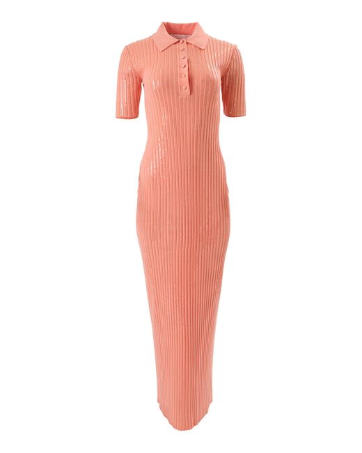 Carolina Herrera Pink Embroidered Viscose Tea-Length Dress