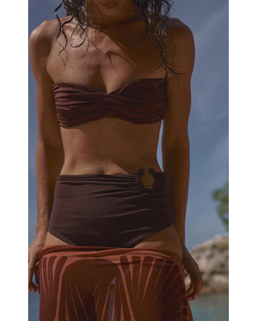 Johanna Ortiz Brown Taita Ring-detailed High-waisted Bikini Bottom