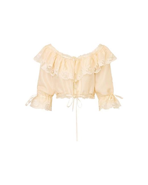 LoveShackFancy Natural Fioressaie Haute Habotai Lace Top